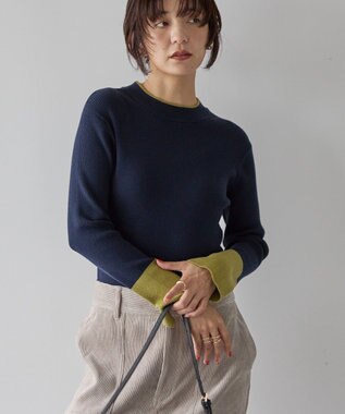 AMERICAN HOLIC バイパチリブモックネックニットプルオーバー Navy