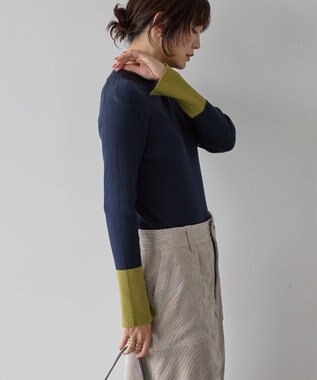 AMERICAN HOLIC バイパチリブモックネックニットプルオーバー Navy