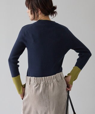 AMERICAN HOLIC バイパチリブモックネックニットプルオーバー Navy