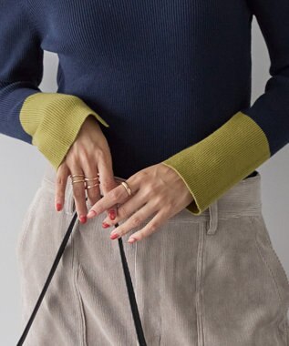 AMERICAN HOLIC バイパチリブモックネックニットプルオーバー Navy