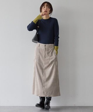 AMERICAN HOLIC バイパチリブモックネックニットプルオーバー Navy