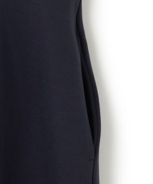 ICB L 【洗える】 レーヨンストレッチポンチ フレアワンピース ネイビー系