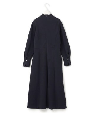 ICB L 【洗える】 レーヨンストレッチポンチ フレアワンピース ネイビー系