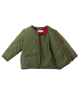 MIKI HOUSE HOT BISCUITS 【80-120cm】 抗菌・抗ウイルス ノーカラー キルティングジャンパー カーキ