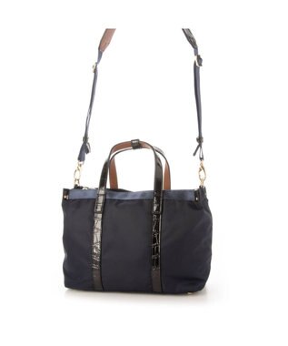 LA BAGAGERIE 【エコユース】ナイロン×型押しエナメル　2WAYミニトート ネイビー