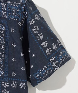 JOSEPH ABBOUD 【サスティナブル素材】コットンリヨセルリネンバンダナプリント シャツ ネイビー系6