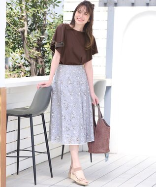 ANY SIS L 【接触冷感】360°好印象フリルスリーブ カットソー ビターチョコ