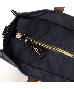 LA BAGAGERIE 【エコユース】ナイロン×型押しエナメル　2WAYミニトート ネイビー