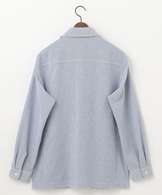 JOSEPH ABBOUD 【清涼・軽量・夏の軽羽織】クールサッカー ライトシャツ アウター ブルー系