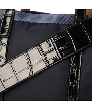 LA BAGAGERIE 【エコユース】ナイロン×型押しエナメル　2WAYミニトート ネイビー