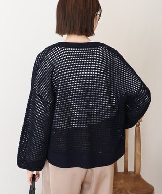 AMERICAN HOLIC 【先行予約】ジップアップメッシュニットカーディガン【WEB限定カラー有り】 Dark Navy