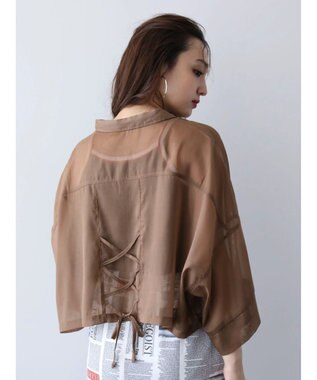 Green Parks ＥＧＯＩＳＴ　５分袖短丈シアーシャツ Brown