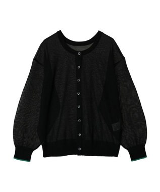 AMERICAN HOLIC バイカラーシアーニットカーディガン Black