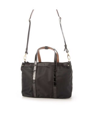 LA BAGAGERIE 【エコユース】ナイロン×型押しエナメル　2WAYミニトート ブラック