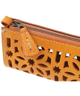 genten カットワーク ペンケース イエロー