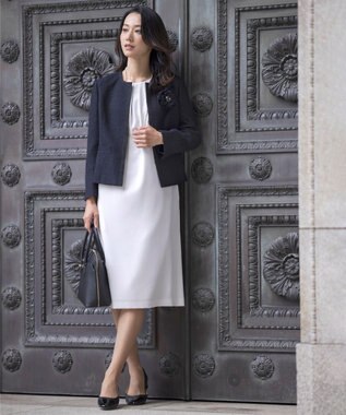 J.PRESS LADIES L 【洗える】ノルディス2wayジョーゼット レース袖 ワンピース ライトグレー系