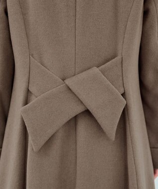 Tiaclasse 【ウール混】ノーカラーバックリボンウールコート モカ