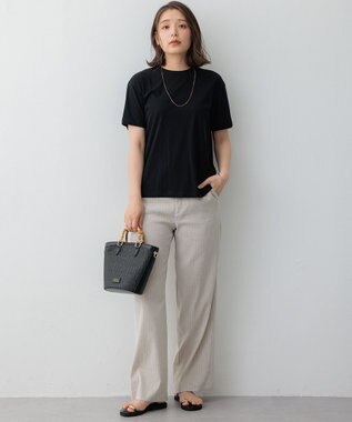 23区 【SLOW/WEB限定】シアーツイストシングルジャージー Tシャツ ブラック系