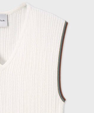 Paul Smith ストライプポイント Vネックニット オフホワイト