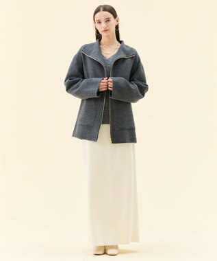 BEIGE， ZION / ウールスタンドカラーショートコート Charcoal