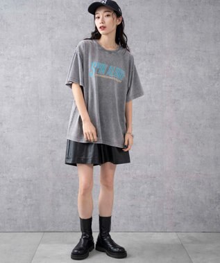 WEGO 【綿100%】ヴィンテージウォッシュグラフィックTシャツ 柄1