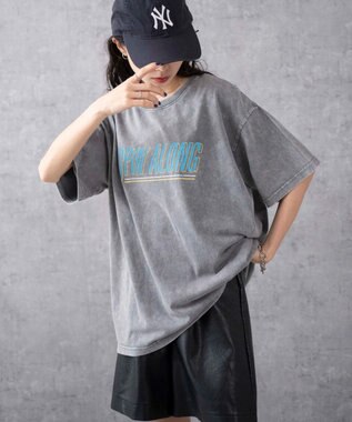 WEGO 【綿100%】ヴィンテージウォッシュグラフィックTシャツ 柄1