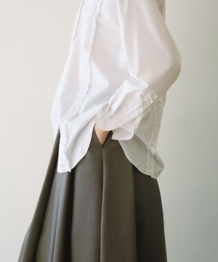 #Newans 【洗濯機可能/シワになりにくい】パネルフリルシャツ ホワイト