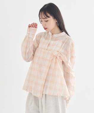 earth music&ecology 【予約】【綿100％】SET2点エプロンライクビスチェ＋シャツ オレンジ