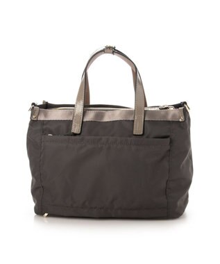 LA BAGAGERIE 【エコユース】ナイロン×型押しエナメル　2WAYミニトート グレー