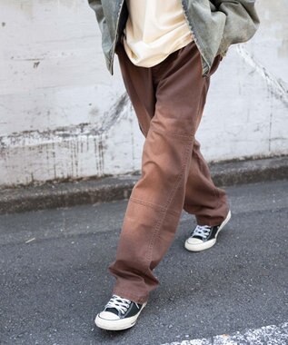 WEGO 【ウエストゴム/MLサイズ展開】ージーダブルニーパンツ ブラウン