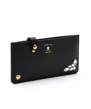 A.D.M.J. 【牛革】スパニッシュレザー/モーツァルト スワロフスキー・クリスタル付 スリムウォレット ブラック