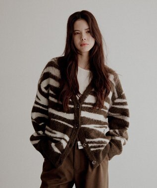 CRAFT STANDARD BOUTIQUE アニマルジャカードニットカーディガン Khaki