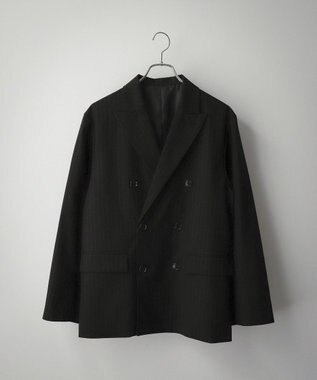 WEGO 【フォーマル/セットアップ対応】ダブルテーラードジャケット ブラックストライプ