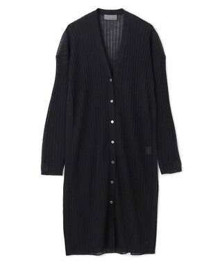 uncrave シアーニット リブロングカーディガン ブラック