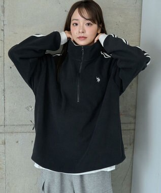 WEGO 【ユニセックス着用ITEM】USPOLOフリースハーフジッププルオーバー ブラック