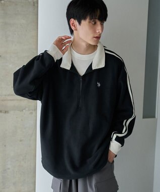 WEGO 【ユニセックス着用ITEM】USPOLOフリースハーフジッププルオーバー ブラック