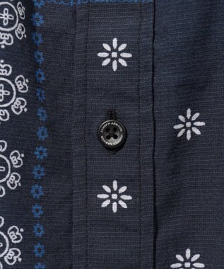 JOSEPH ABBOUD 【サスティナブル素材】コットンリヨセルリネンバンダナプリント シャツ ネイビー系6