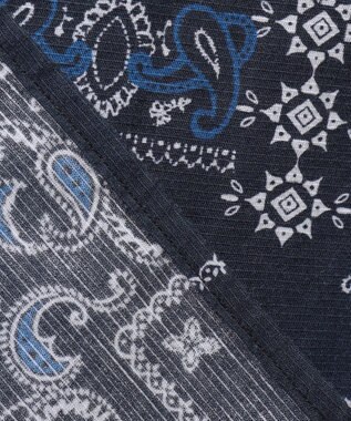 JOSEPH ABBOUD 【キングサイズ・サスティナブル素材】コットンリヨセルリネンバンダナプリント シャツ ネイビー系6