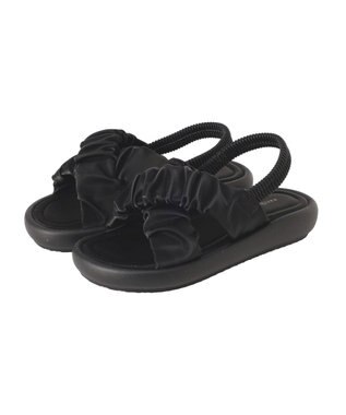 earth music&ecology ギャザークロスサンダル Black