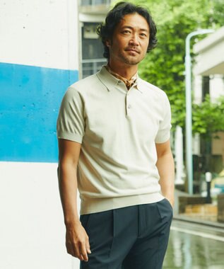 GOTAIRIKU 【ウォッシャブル】ハイゲージ ニットポロシャツ アイボリー系