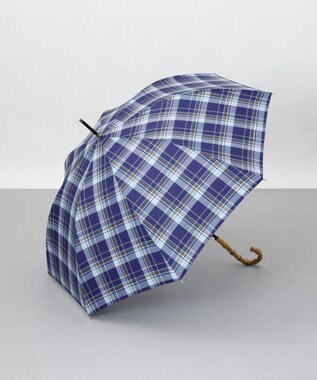 AURORA 【MACKINTOSH LONDON（マッキントッシュ ロンドン）】先染めチェック雨傘（長傘） ネイビー