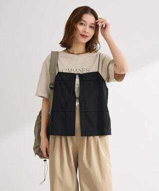 Green Parks 前後２ＷＡＹレース刺繍ビスチェ Black