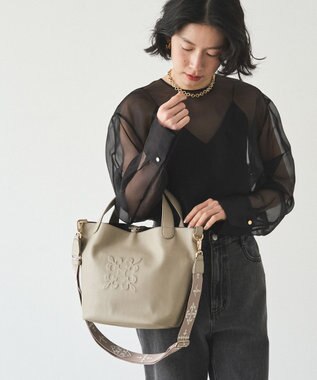 russet エンボスモノグラム2WAYミニトートバッグ(CE-1672-WEB) GrayBeige