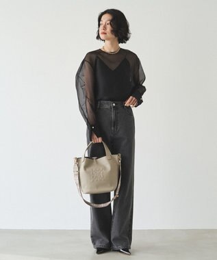 russet エンボスモノグラム2WAYミニトートバッグ(CE-1672-WEB) GrayBeige