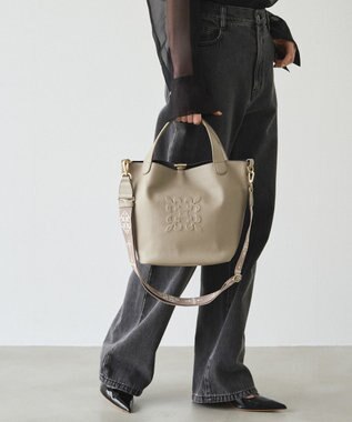 russet エンボスモノグラム2WAYミニトートバッグ(CE-1672-WEB) GrayBeige