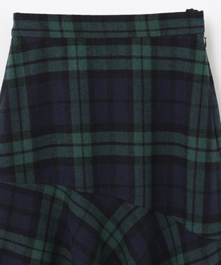 ANY 【ウエストゴム・洗える】タータンマーメイドスカート グリーンタータン