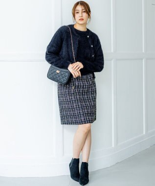 組曲 ナイロンファー カーディガン ブラック系