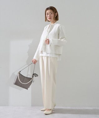 YECCA VECCA パールチャーム付きリボンベルトバッグ Charcoal Gray