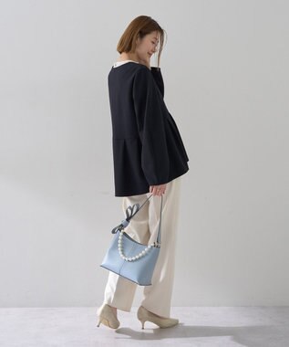YECCA VECCA パールチャーム付きリボンベルトバッグ Light Blue
