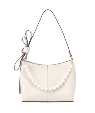 YECCA VECCA パールチャーム付きリボンベルトバッグ Light Beige